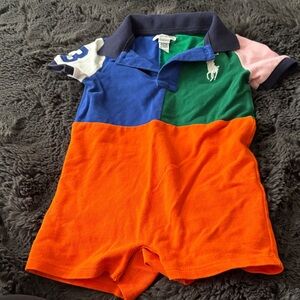 Ralph Lauren Blue and Green Polo Romper